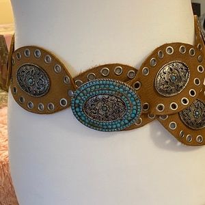 Leatherrock Turquoise and Grommet Belt